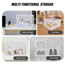 Royalswill 9-Compartment Transparent Dustproof Shoe Box Storage Box, Stackable Transparent Shoe Box Storage Box, Convenient Shoe Cabinet, Shoe Storage Box, Plastic Storage Box Suitable For Home/Office Use
