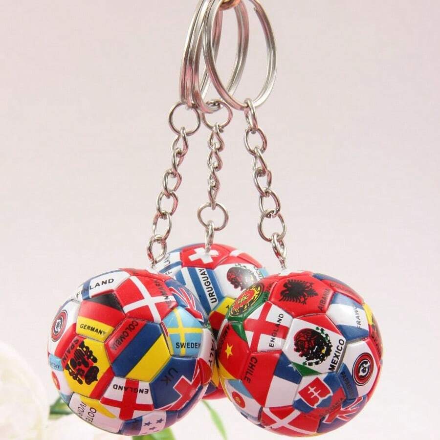 1 Stück WM Nationalflagge Mini Fußball Schlüsselanhänger, Sportgeschenk Rucksack für die Schule