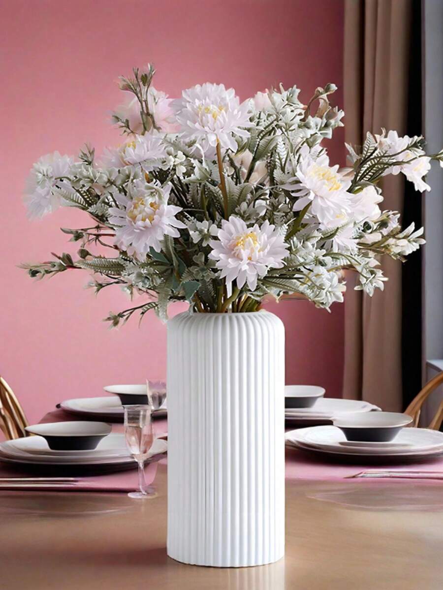 1 件条纹塑料花瓶，牢不可破的花瓶，现代装饰花卉工艺，简单的桌面花瓶，用于干花，适用于客厅、卧室、婚礼、家居装饰、户外、母亲节礼物
