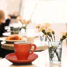 2 件套陶瓷意式浓缩咖啡杯，带碟子和不锈钢迷你勺，意式浓缩咖啡杯，80 毫升/2.7 盎司 返校季 - 彩色 - 查看 2