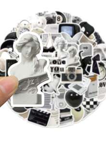 55種文字、裝飾圖案、貼紙、動物吸引力、短語、文本、diy防水貼紙、塗鴉貼紙 - 彩色 - 查看 7