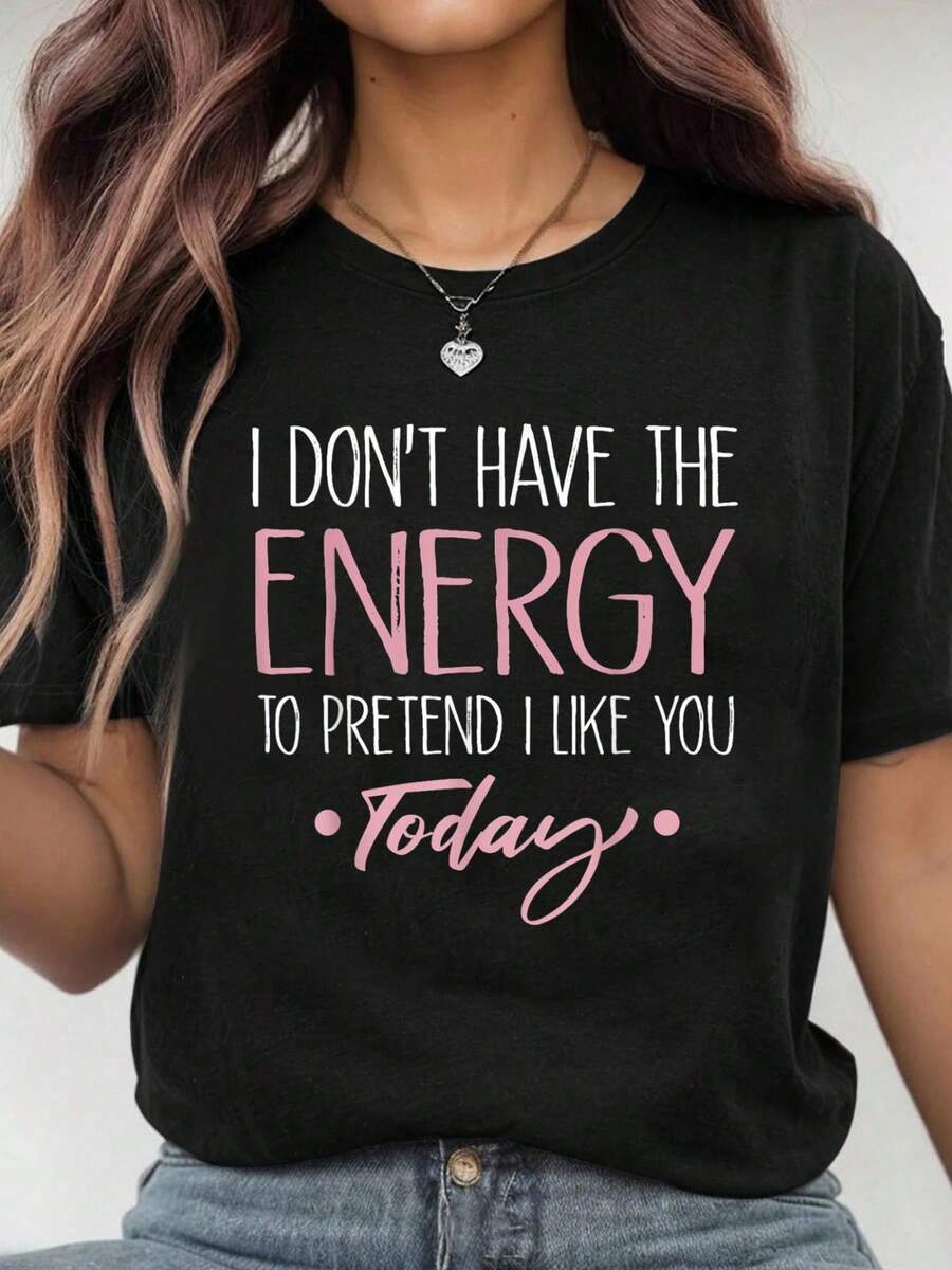 100% Cotton I Don't Have Energy To Pretend I Like You Today Anti-Social Club T-Shirt - Black, Small, Unisex-Adults Summer Dresses For Women Graphic Tee Fashion Vacation Tops - màu đen - Xem 1