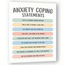 Print Painting, Anxiety Coping Statements Educational Poster - Frameless 8X10 Inch Mental Health Emotions Chart For Home Office Decor, Counselor'S Tool For Calming Corner, Teaching Aid For Stress Management And Emotional Well-Being,Back To School,School Supplies - Multicolor - View 12