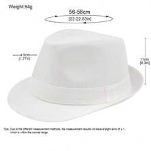 Solid Color Fedora Hats For Men Women  Jazz Cap Top Hat Casual Sun Hat For Daily Party Stage - 白色 - 查看 7