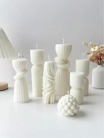 Velas aromáticas de arte geométrico sencillo, velas blancas para ambiente, ornamentos creativos, adecuadas para boda, fotografía, decoración del hogar, regalo festivo, relajación de yoga, purificación del aire
