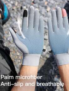 1 双 GOLOVEJOY 男士夏季透气冰丝手套，UPF 防晒露指手套，适合骑自行车、驾驶、徒步旅行、钓鱼等户外活动 - 防滑，兼容触摸屏