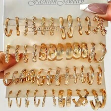 12-48pcs/Set Faux Pearl Multi-Layer Textured Hoop Earrings, Ideal For Party/Dating/Daily Wear - Hoop Earrings - View 1