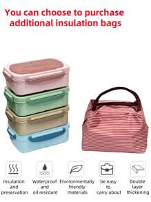 1pc 1200ml Bento Lunch Box With Cutlery Set And Leak-Proof Lid, 3 Compartment Food Containers Suitable For Adult Men And Women, For Camping, Meal Prep, School Supplies, Back To School, Kitchen, Christmas Gifts (Cutlery, Lunch Box And Storage Bag Included)