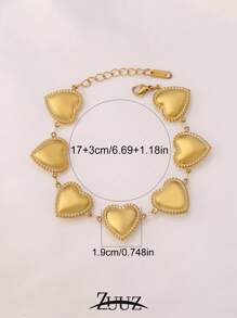1 pièce Bracelet en acier inoxydable en forme de cœur à la mode pour femmes, bracelet à chaîne, bijou féminin, accessoire quotidien, cadeau