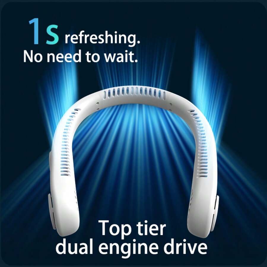 GICOOK Portable Neck Fan, A Leafless Hanging Fan, Rechargeable USB Fan With 5 Speed Wind Speed And Digital Display,USB Fan, Hand Fan, Handhold Fan,Mini Fan,Super Technology And Leafless Design, Suitable For Outdoor Sports, Home Kitchen Outdoor Camping Dormitory Office Air Circulation Fan