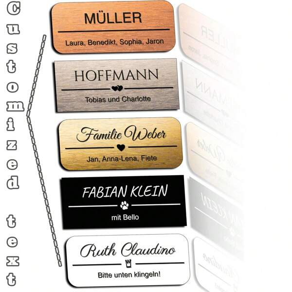 5" x 2" Personalisierte Metallplakette für personalisierte Kunstwerke, individuelle Klingelschilder - Selbstklebende Tür- und Briefkastenschilder - Wetterfeste beschriftete Aufkleber - Türschilder, Multi-Funktional, Ornamental, Wiederverwendbar, Exquisit, Stilbewusst, Hochwertig, Farbig, Modern, Maßgeschneidert, Personalisiert, Einzigartig, Wohndekoration, Wohndekoration