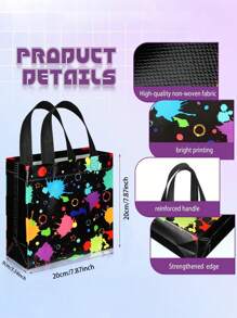 6pcs-Glow In The Dark Gift Bags, Non-Woven Fabric, Bright Neon Print, Reinforced Edges Gift Bags, Glow Party Gift Treat Bag With Handles, Non Woven Goodie Bags For Party, Theme Party Gift Bags With For Birth Party, Mother's Day Graduation Party