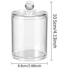 1pc Transparent Round Storage Jar With Lid Swab Holder Cotton Ball Organizer Apothecary Jars Bathroom Storage Organizer Clear Bathroom Storage Jars Vanity Storage Organizer For Cotton Swab Ball Pads Floss Initial Name 26 Letters Pattern