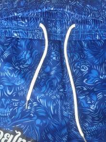 Pantalones cortos deportivos de secado rápido de color contrastante con cordón para hombres, pantalones cortos de gimnasio casuales impresos para boxeo y baloncesto - Azul - Ver 8