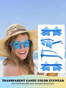 5/10pcs-Rimless Glasses Five-Pointed Star Shaped Frameless Glasses Transparent Candy Color Eyewear For Party Favor, Perfect For Pool And Beach Parties Summer Parties, Birthday Parties. Carnival, Fun Events Or Party Favors, (More Colors Random), Christmas Mother's Day Graduation Halloween - Multicolor - View 9