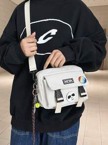 Minimalist Plain Color Shoulder Bag With Pendant Letter For Men, Fashion - Multicolor - View 3