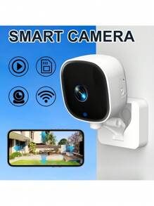 Telecamera di sicurezza intelligente, Wi-Fi 2,4 GHz, visione notturna a colori, audio bidirezionale, rilevamento del movimento, videosorveglianza interna/esterna 480p, montaggio a parete, alimentata USB, archiviazione su scheda TF/cloud, ideale per casa, animali domestici, regali di Natale