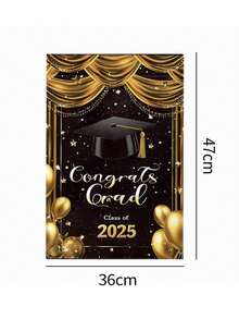 2025 Graduation Garden Flag, Decorative Double-Sided Linen Color Flags For Graduation Party - Multicolor - View 6