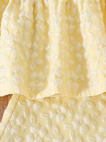 2pcs/Set Young Girl' Jacquard Sleeveless Camisole And Pants Sets, Summer