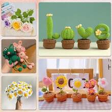 EDCUEBE7 4PCS（200g）袋装钩针纱线，50g X 4 色钩针纱线，钩针动物钩针套件纱线，多色柔软纱线套装，适合初学者/专业人士，节日礼物 - 彩色 - 查看 8