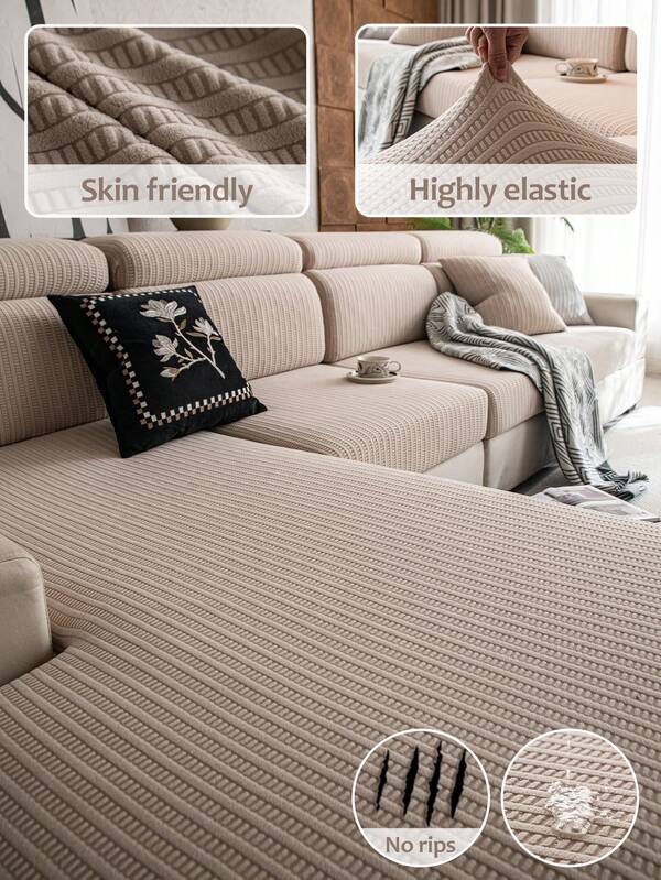 1 PC Waterproof Sofa Cover, Anti Cat Scratch, All Season Universal Sofa Hat Cover, Cushion Cloth Cover, Coffee Color Anti Slip All Inclusive Customization, Suitable For Living Room Sofa Protection Of L-Shaped Sofas And 1, 2, 3, 4 Seat Sofas
