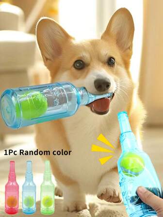 1pc Pet Supplies Tennis Ball Shaped Chew Toy With Net, Durable, Bite-Resistant, Dental Care, Squeaky, Random Color