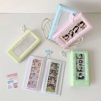 INS 手工天使翅膀 4 格卡片相册，DIY 4 格照片卡收藏相册，适合粉丝、返校、学校用品