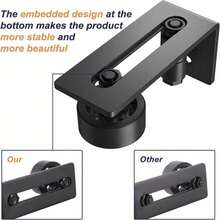 Piso de puerta corrediza de granero, adecuado para puerta colgante de granero, sistema para colgar en la pared y apariencia elegante adecuada para todos los escenarios. Se adapta a puertas de hasta 3 pulgadas de grosor. - Negro - Ver 5