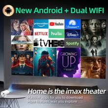 Proiector inteligent 5G nou, proiector Home Theater Full HD 1080P, rotație la 180°, nu necesită ecran, potrivit pentru dormitor, computer, telefon, exterior, camping, sufragerie, cămin, copii, Crăciun, cadou de Ziua Tatălui, Ziua Mamei