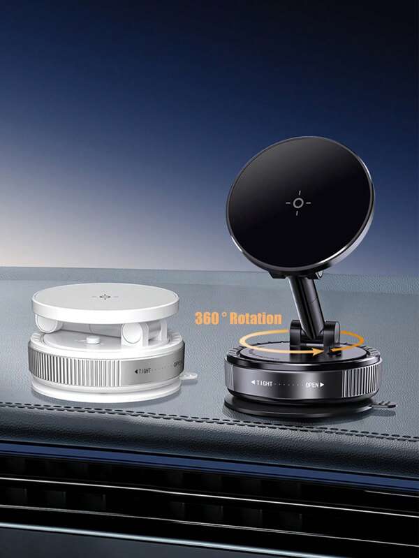 1pc Vacuum Suction Magnetic Phone Holder With 360 Degree Rotation,Handsfree Magnetic Foldable Phone Mount For Car/Smooth Surface