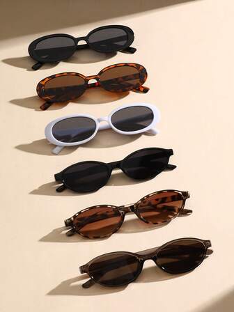 6 件装女士塑料全框个性化辣妹风格复古完美时尚眼镜组合，适合单身派对、节日服装、音乐节、海滩配饰，适合夏季海滩度假、户外、旅行、返校、学院风、学校风