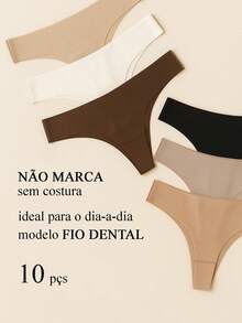 10 Seamless Laser Cut Thong Panties Simple Does Not Mark Clothes - Multicolor - View 1