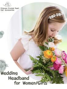 1pc Flower Girl Headpiece, Flower Girl Hair Accessory, Silver Wedding Headband For Girls, Princess Crystal Pearl Hair Accessories For Birthday, Party, First Communion,Wedding