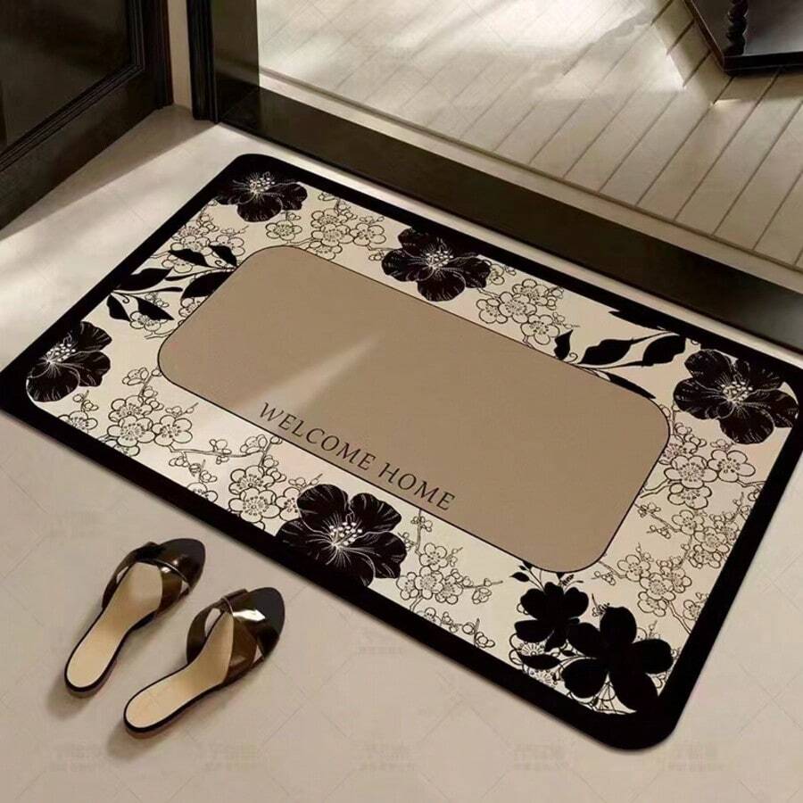Luxus Design rutschfeste Badematte, Badezimmermatte, schnell absorbierend, schnell trocknend, Anti-Rutsch, schnell trocknend, weiche absorbierende Matte Fußmatte, Willkommens-Fußmatte - rutschfest, absorbierend für Innen- und Außenbereich, Eingangsbereich Dekoration, Heimdekoration, dekorative rutschfeste Samt-Fußmatte geeignet für Schlafzimmer, Schrank und Eingang, weiche Heimdekoration, weiche absorbierende Matte zurück zur Eingangsbereich Dekoration Badezimmer Küche Dekoration - Rutschfest (4 Sekunden zum Aufsaugen von Wasserflecken) - Übersicht 1