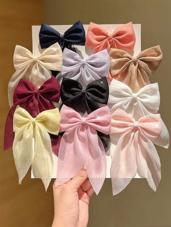 11/21Pcs Colorful Bow Hair Clips Suitable For Teenagers To Wear In Daily Life And School