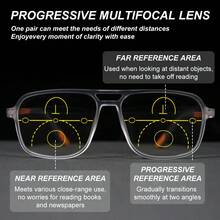 多焦点渐进式老花镜，超宽视角，近视和远视均清晰，超轻镜框设计，经典男女通用外观 - 白色 - 查看 7