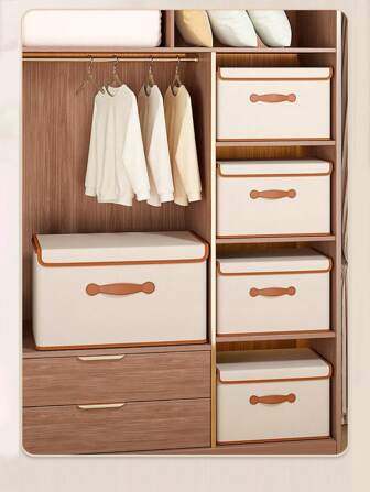 1 pièce Boîte de rangement pour vêtements à la maison Boîte de rangement pour sous-vêtements dans l'armoire avec couvercle pour le rangement des vêtements et des couvertures. Panier de rangement
