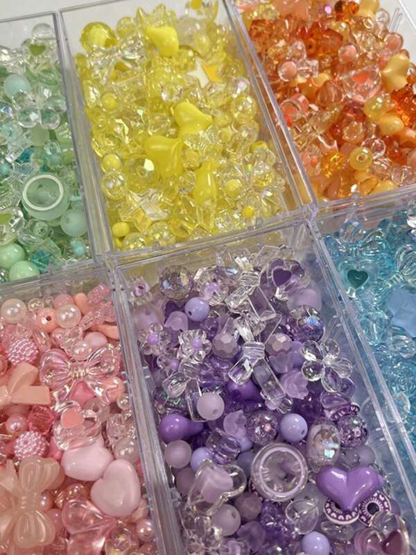 30g/50g Acrylic Beads Randomly Mixed Heart Shape, Bow, Spacer Beads For Bracelet Making DIY Mobile Phone Chain Earring Jewelry Handmade Accessories