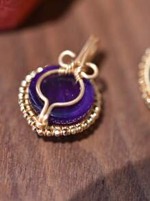 ITSMOS Sun-God Natural Stone Amethyst Gold Pendant Necklace Round Stone Hand Winding Elegant Energy Jewelry For Women Soul Gift