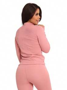 Kit 2 Women's Ribbed Gym Sports Jacket For Training And Running Fitness - Màu hồng gỉ - Xem 4