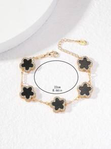 1pc White Clover Rhinestone Decor Elegant Women Bracelet