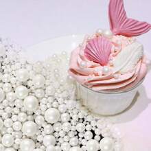 130g/4.58 Oz White Cake Decoration Sprinkles- Baking Decoration Cake Decoration, Cake Birthday Wedding Party Decoration Tool Cookie Decoration - Creative Baking Shiny Particles DIY Cookies Cupcake Dessert Decoration Materials, Multiple Colors To Choose From, Birthday Party/Wedding Dessert Table