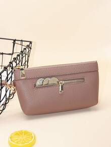 Multi-Purpose Fashion Double Zipper Handheld Wallet For Women Wallet Purse Wallet - Pink - View 6