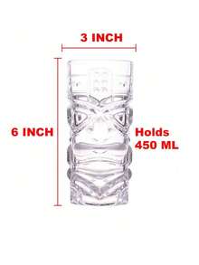 Clear Tiki Glass, 1pc - 450ml - Perfect For Exotic Cocktails, Lemonade, Iced Tea, Mixed Drinks - Exotic Zombie, Rum, Mai Tai, Colada, Punch, Hurricane, Bar Drinkware Summer And Winter Drinkware Halloween Christmas - Clear - View 5