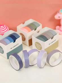 5-teiliges/Box Set mit einfarbigen und Papier-Masking-Tapes, geeignet für DIY Sammelalbum Dekoration, Junk Diary Collage, Fotoalbum Masking Tape Schreibwaren, Basteln, Scrapbooking 10mm (0,4 Zoll) breit 2 Meter lang Schulanfang