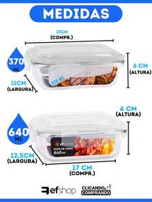 Kit With Glass Jars With Airtight Lid 370ML/640ML/1040ML/1520ML - 什錦 - 查看 3