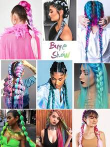 24英寸巨型辫子接发，合成编织假发，非洲渐变色卡尼卡隆假发，适用于编发。24英寸巨型辫子接发，合成编织假发，非洲渐变色卡尼卡隆假发，适用于编发。合成巨型编织假发，渐变彩虹色接发，巨型钩针编织假发，节日发饰。 - 彩色 - 查看 12