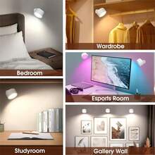 LED 壁挂灯带无线遥控磁性壁灯可调光 USB 可充电适用于卧室床头夜灯 - 彩色 - 查看 10