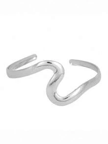 6pcs/Set Geometric Metal Bracelet Bangle With Leaf Design, Exaggerated Style Suitable For Party, Gathering, Gift And Daily Wear - Silver - View 4