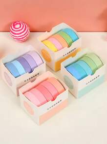 5-teiliges/Box Set mit einfarbigen und Papier-Masking-Tapes, geeignet für DIY Sammelalbum Dekoration, Junk Diary Collage, Fotoalbum Masking Tape Schreibwaren, Basteln, Scrapbooking 10mm (0,4 Zoll) breit 2 Meter lang Schulanfang